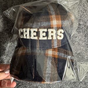 aerie Plaid Baseball Cap - Navy, yellow orange & Cream